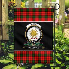 Kerr Modern Tartan Crest Garden Flag - Welcome Style