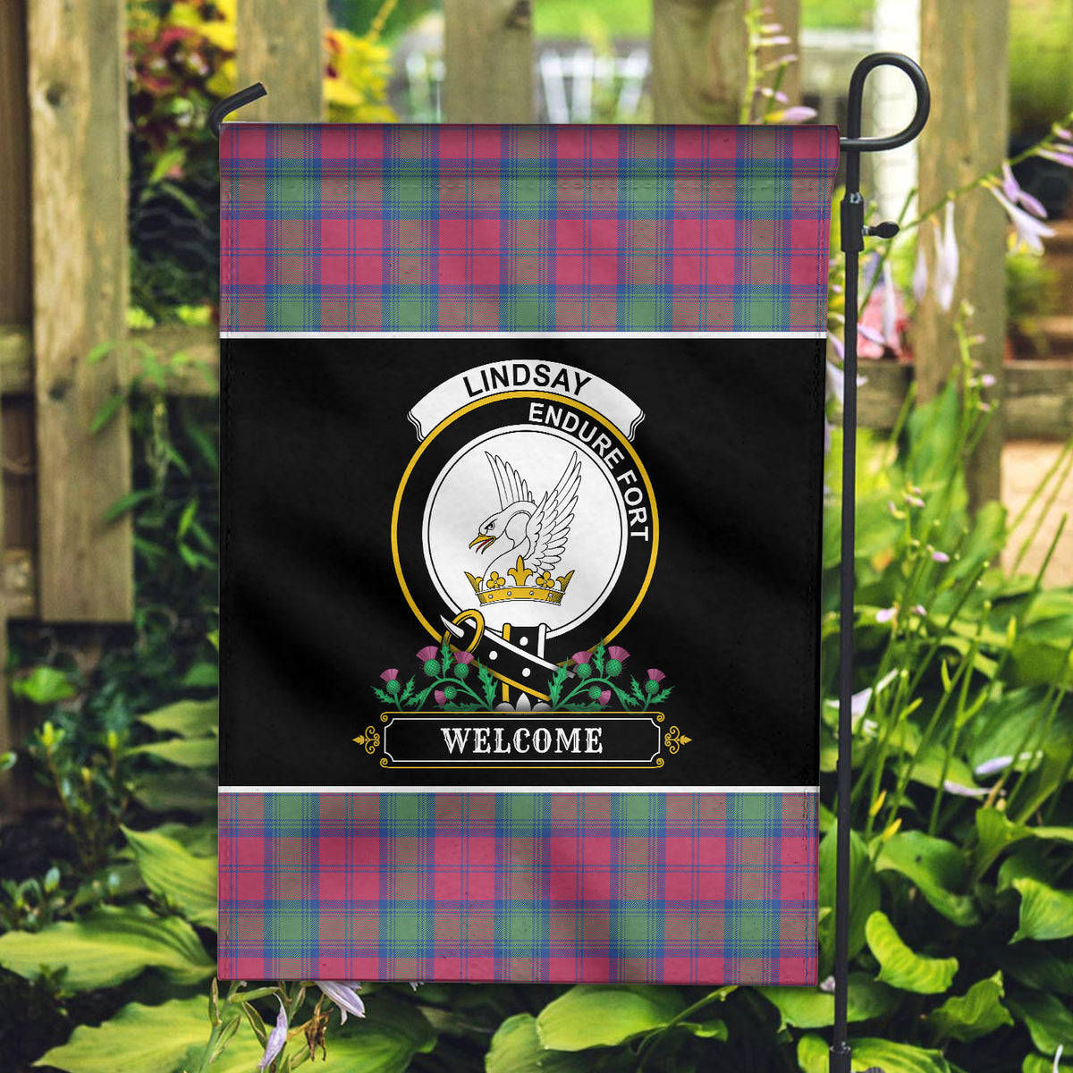 Lindsay Ancient Tartan Crest Garden Flag - Welcome Style