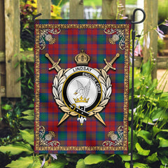 Lindsay Modern Tartan Crest Garden Flag - Celtic Thistle Style