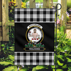 MacFarlane Black _ White Tartan Crest Garden Flag - Welcome Style