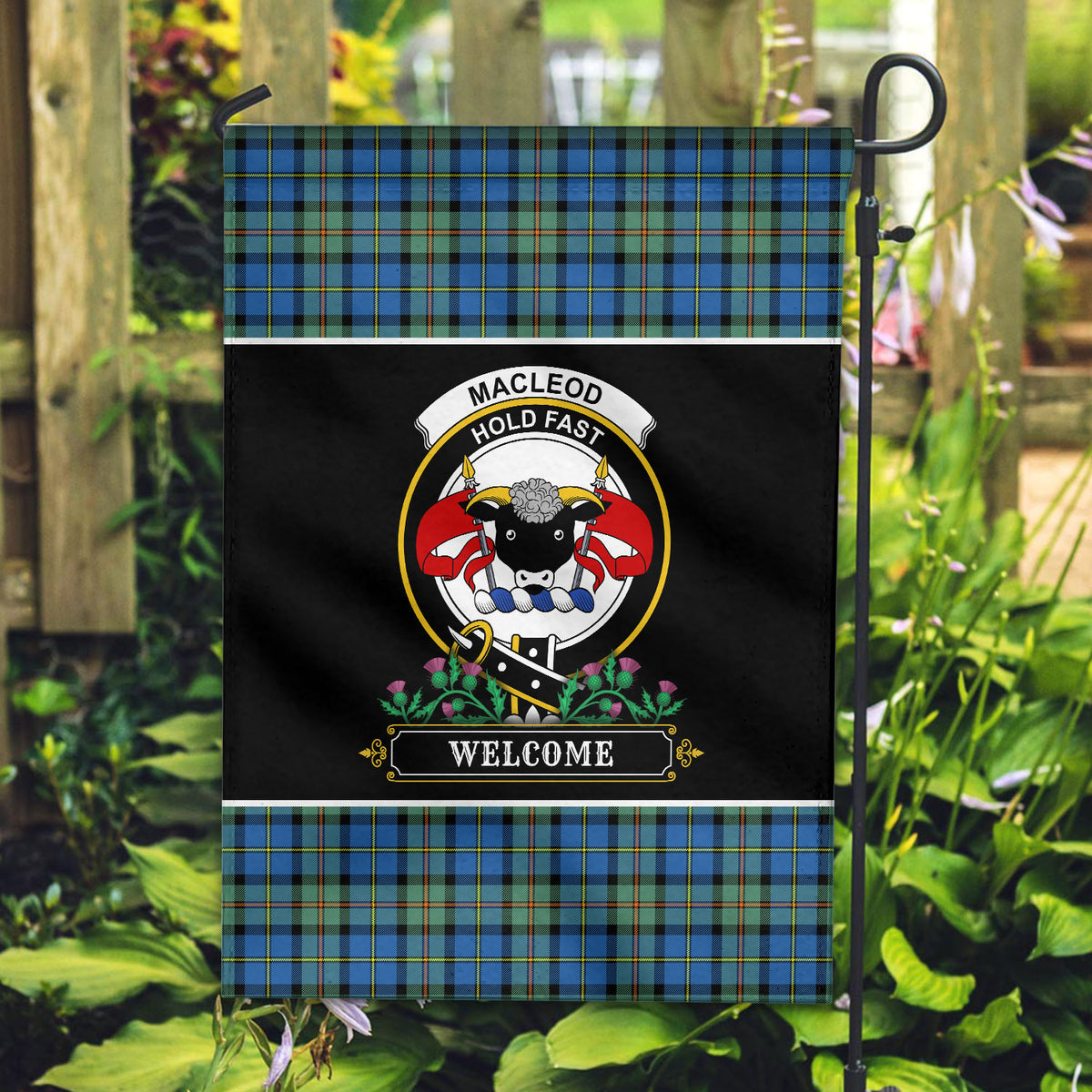 MacLeod of Harris Ancient Tartan Crest Garden Flag - Welcome Style