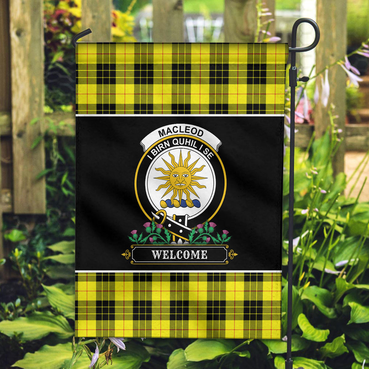 MacLeod of Lewis Modern Tartan Crest Garden Flag - Welcome Style