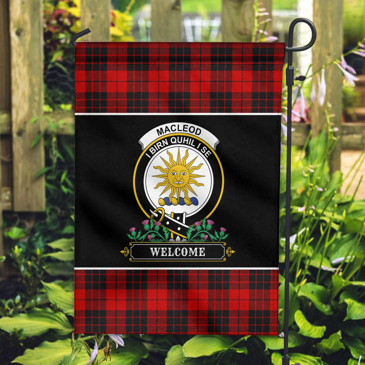 MacLeod of Raasay Tartan Crest Garden Flag - Welcome Style