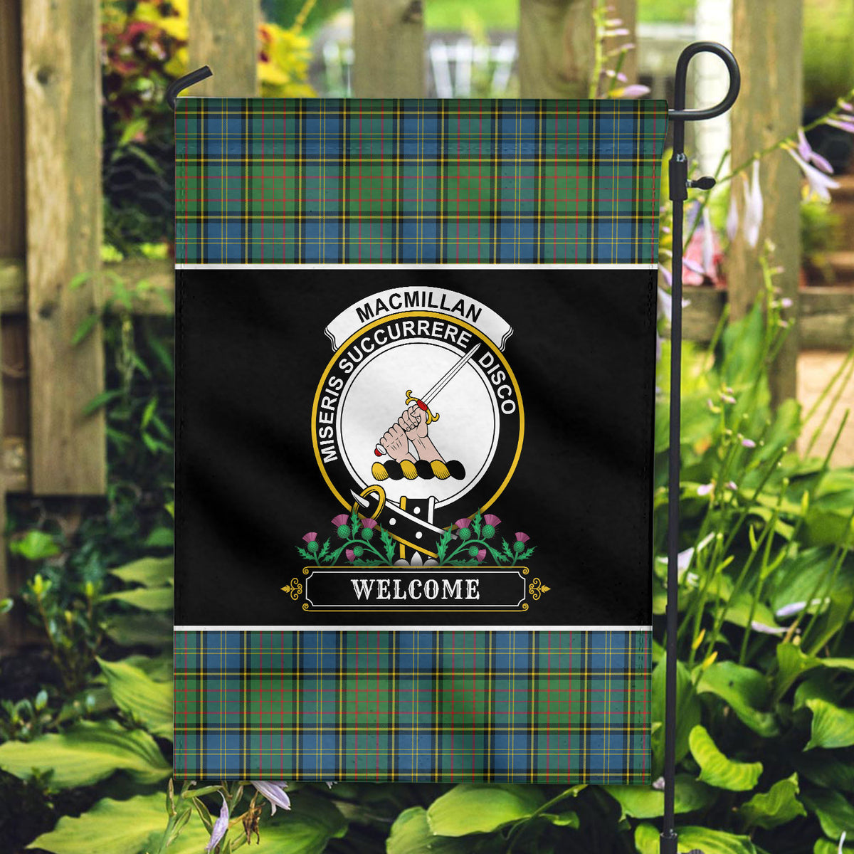 MacMillan Hunting Ancient Tartan Crest Garden Flag - Welcome Style