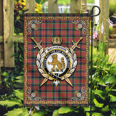 MacPherson Ancient Tartan Crest Garden Flag - Celtic Thistle Style