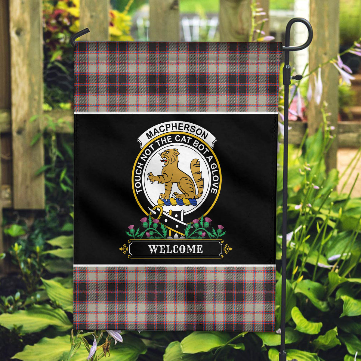 MacPherson Hunting Ancient Tartan Crest Garden Flag - Welcome Style