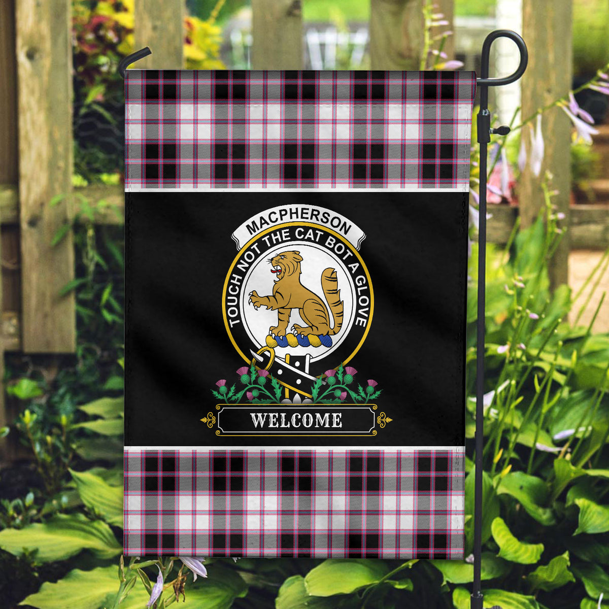 MacPherson Hunting Modern Tartan Crest Garden Flag - Welcome Style