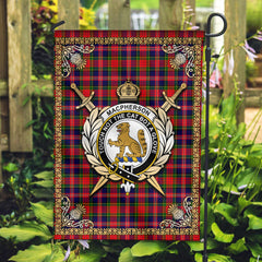 MacPherson Modern Tartan Crest Garden Flag - Celtic Thistle Style