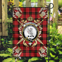 MacSuibhne Tartan Crest Black Garden Flag - Gold Thistle Style