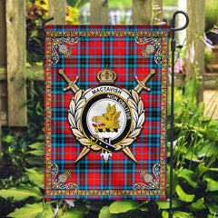 MacTavish Modern Tartan Crest Garden Flag - Celtic Thistle Style