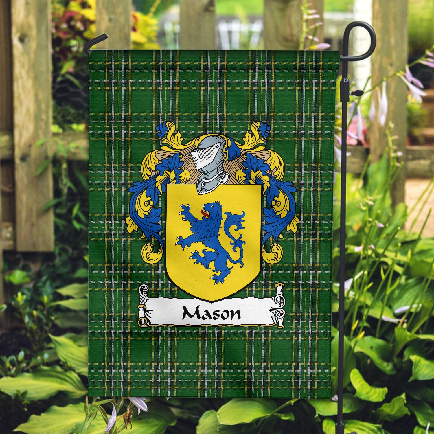 Mason Tartan Crest Garden Flag