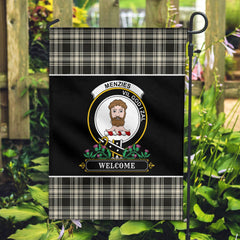 Menzies Black _ White Ancient Tartan Crest Garden Flag - Welcome Style