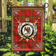 Munro Modern Tartan Crest Garden Flag - Celtic Thistle Style