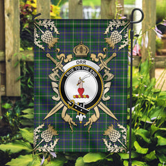 Orr Tartan Crest Black Garden Flag - Gold Thistle Style