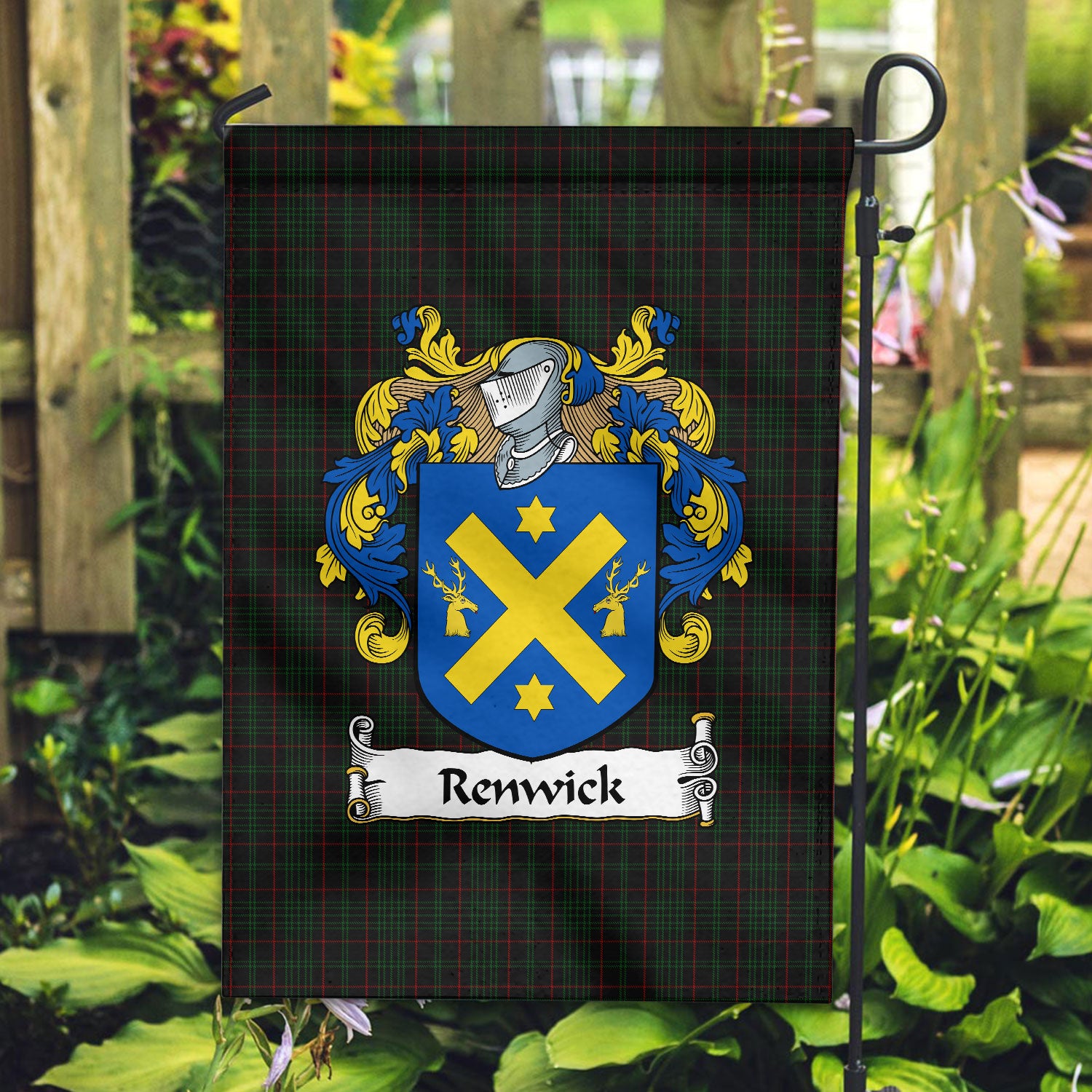 Renwick Tartan Crest Garden Flag