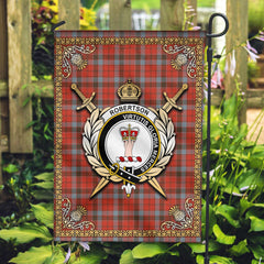 Robertson Weathered Tartan Crest Garden Flag - Celtic Thistle Style