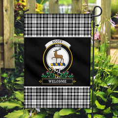 Scott Black & White Modern Tartan Crest Garden Flag - Welcome Style