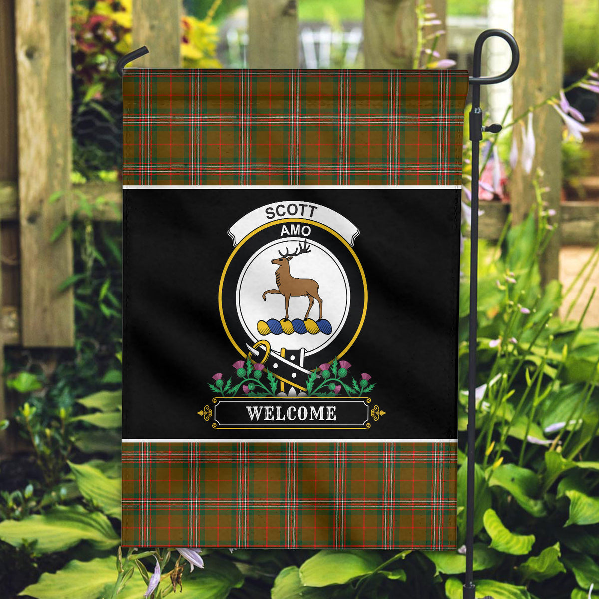 Scott Brown Modern Tartan Crest Garden Flag - Welcome Style