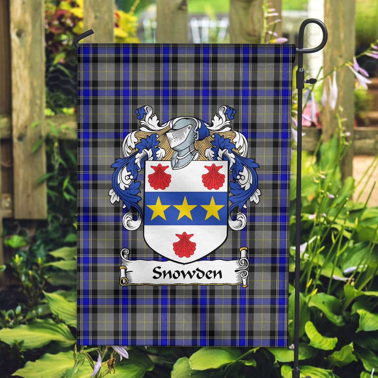 Snowden Tartan Crest Garden Flag