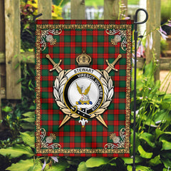 Stewart Atholl Modern Tartan Crest Garden Flag - Celtic Thistle Style