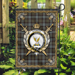 Stewart Old Weathered Tartan Crest Garden Flag - Celtic Thistle Style