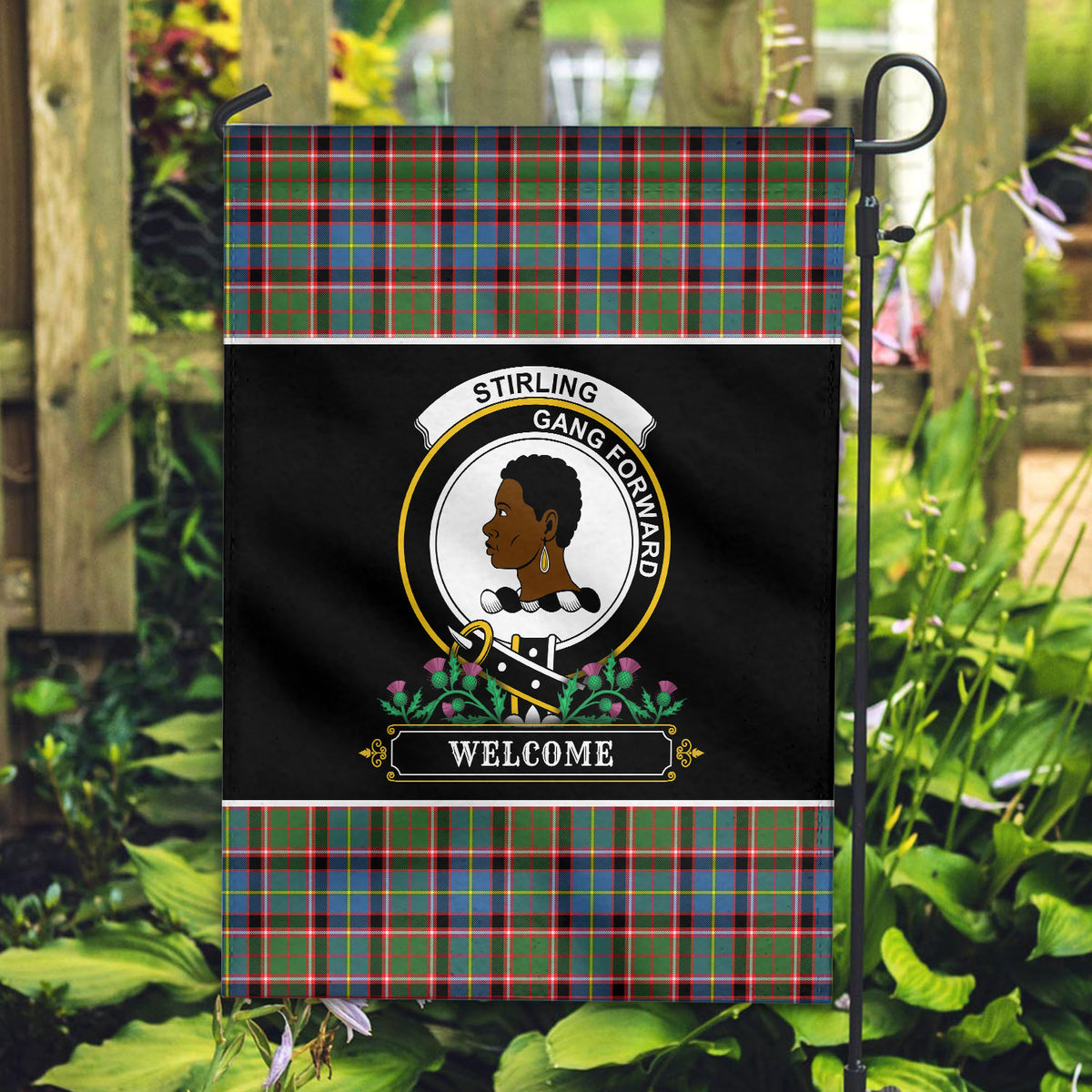 Stirling (of Keir) Tartan Crest Garden Flag - Welcome Style