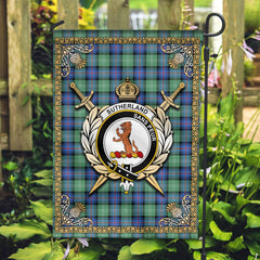 Sutherland Old Ancient Tartan Crest Garden Flag - Celtic Thistle Style