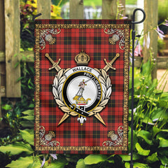 Wallace Weathered Tartan Crest Garden Flag - Celtic Thistle Style