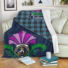 Garden Tartan Crest Premium Blanket - Thistle Style