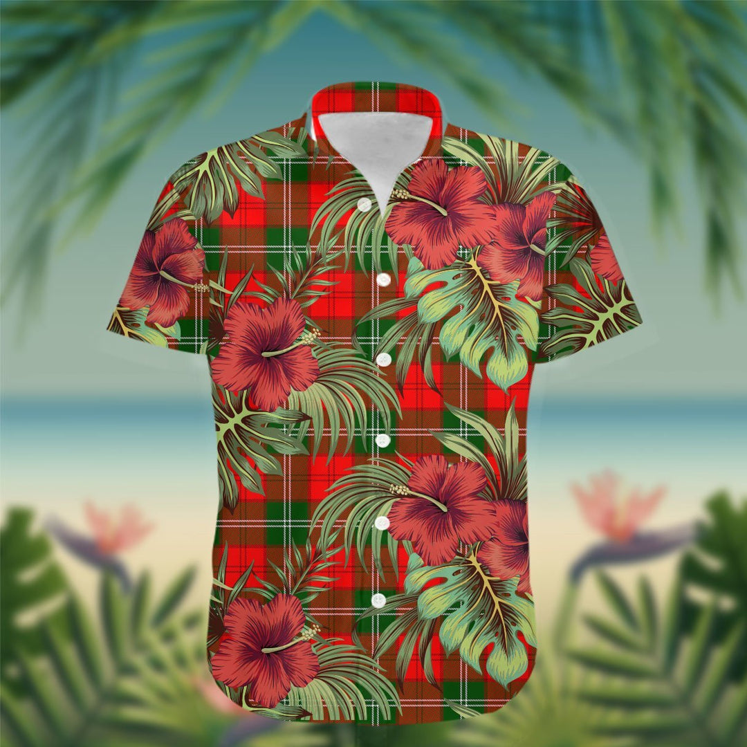 Gartshore Tartan Hawaiian Shirt Hibiscus, Coconut, Parrot, Pineapple - Tropical Garden Shirt