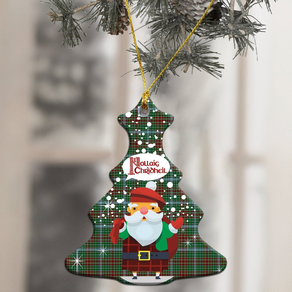 Gayre Tartan Christmas Ceramic Ornament - Santa Style