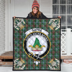 Gayre Tartan Crest Premium Quilt - Gold Thistle Style