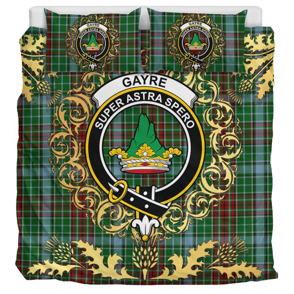 Gayre Tartan Crest Bedding Set - Golden Thistle Style