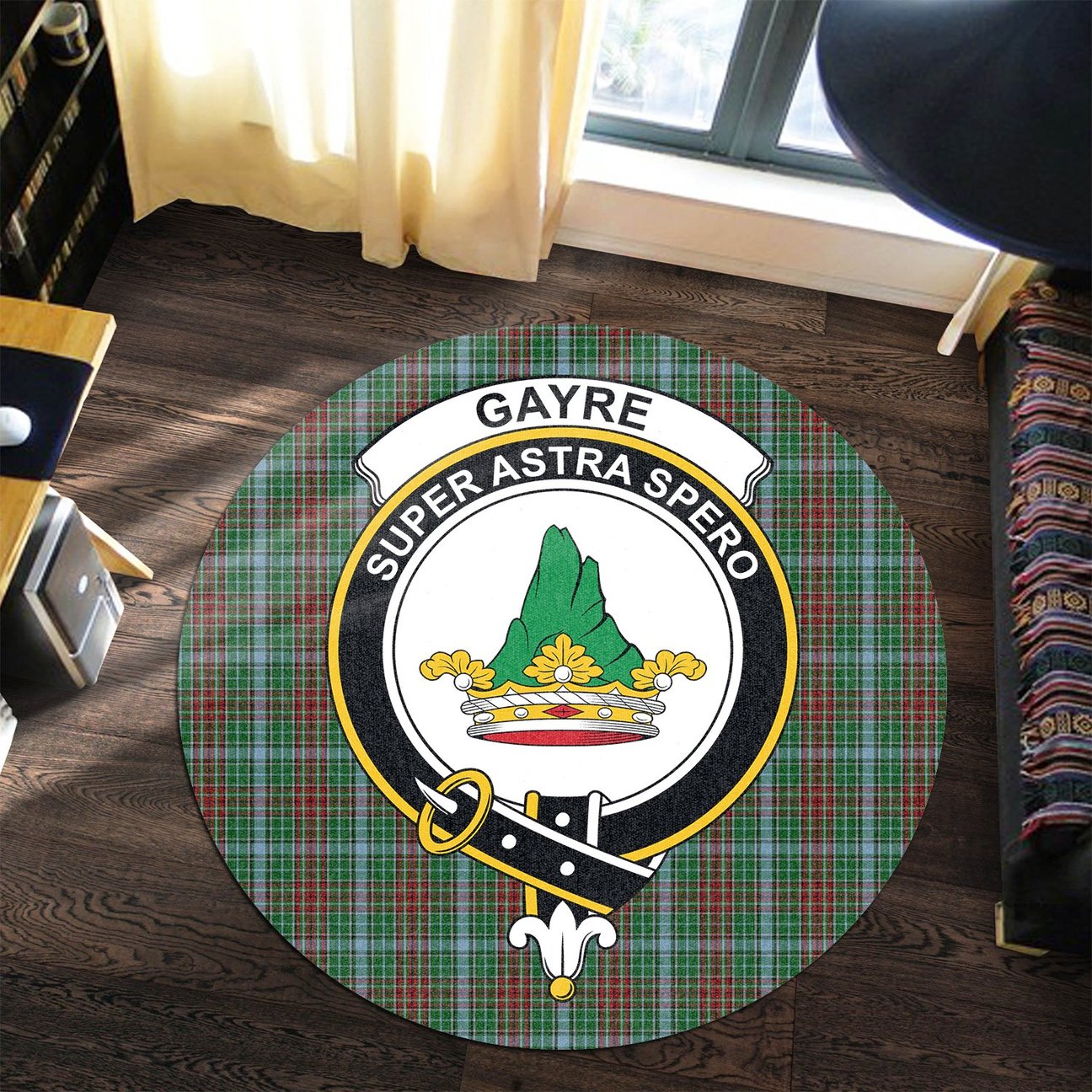 Gayre Tartan Crest Round Rug