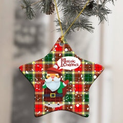 Gibbs Tartan Christmas Ceramic Ornament - Santa Style