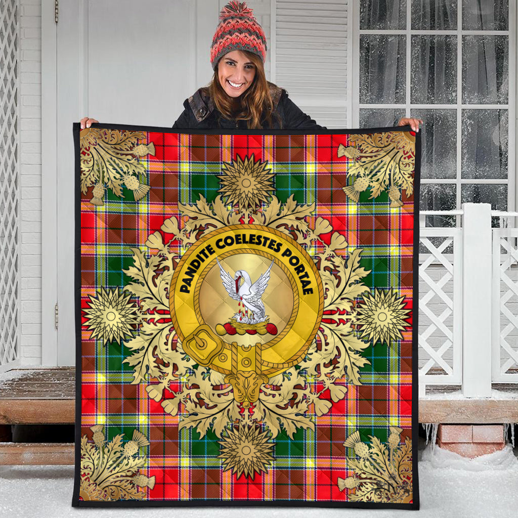 Gibson Tartan Crest Premium Quilt - Gold Thistle Style