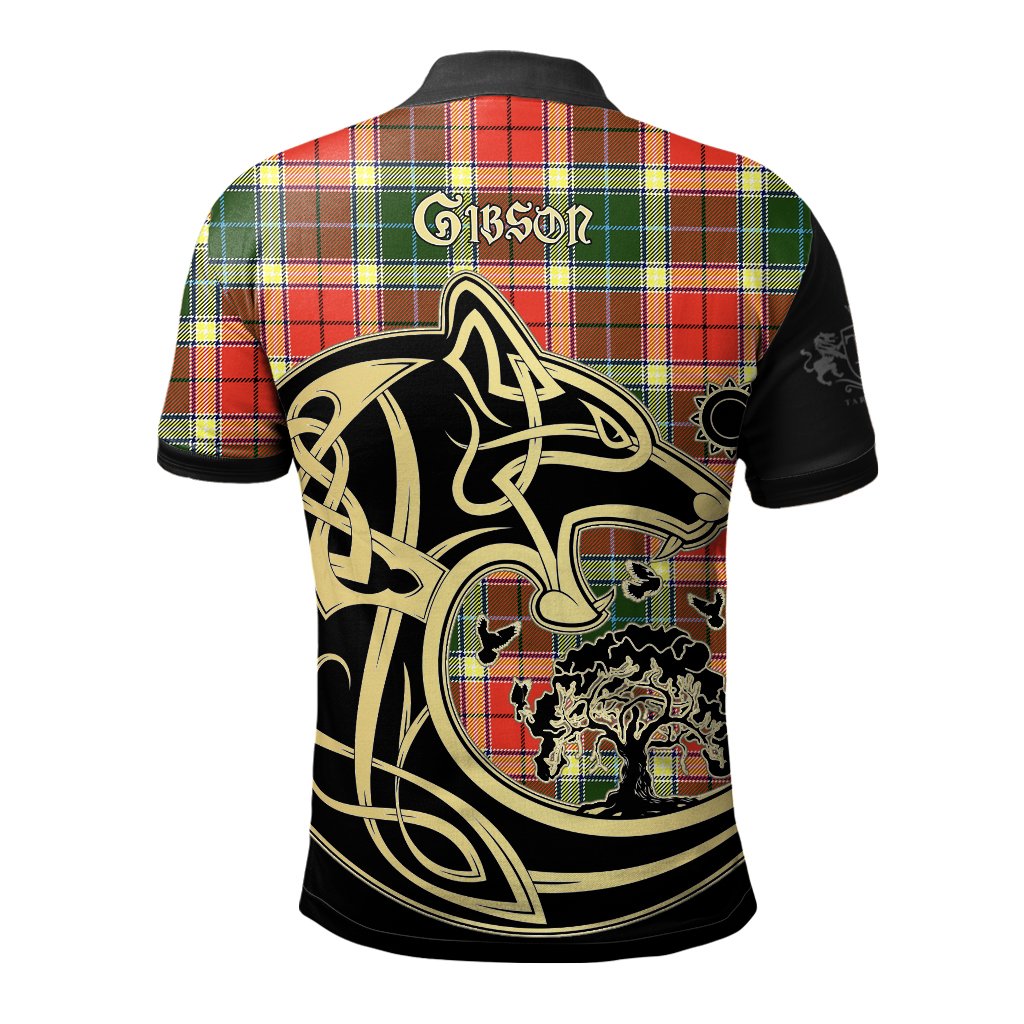 Gibson Tartan Polo Shirt Viking Wolf