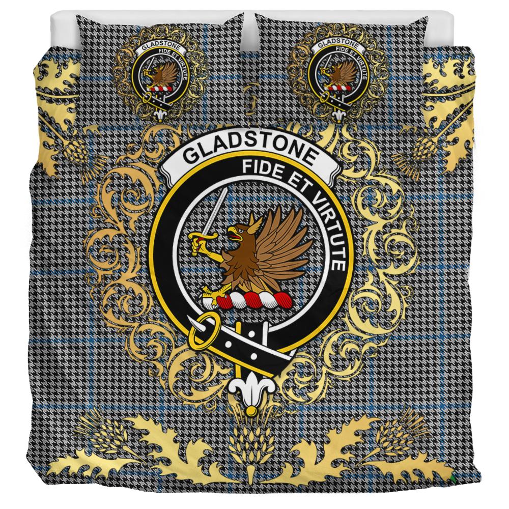 Gladstone Tartan Crest Bedding Set - Golden Thistle Style