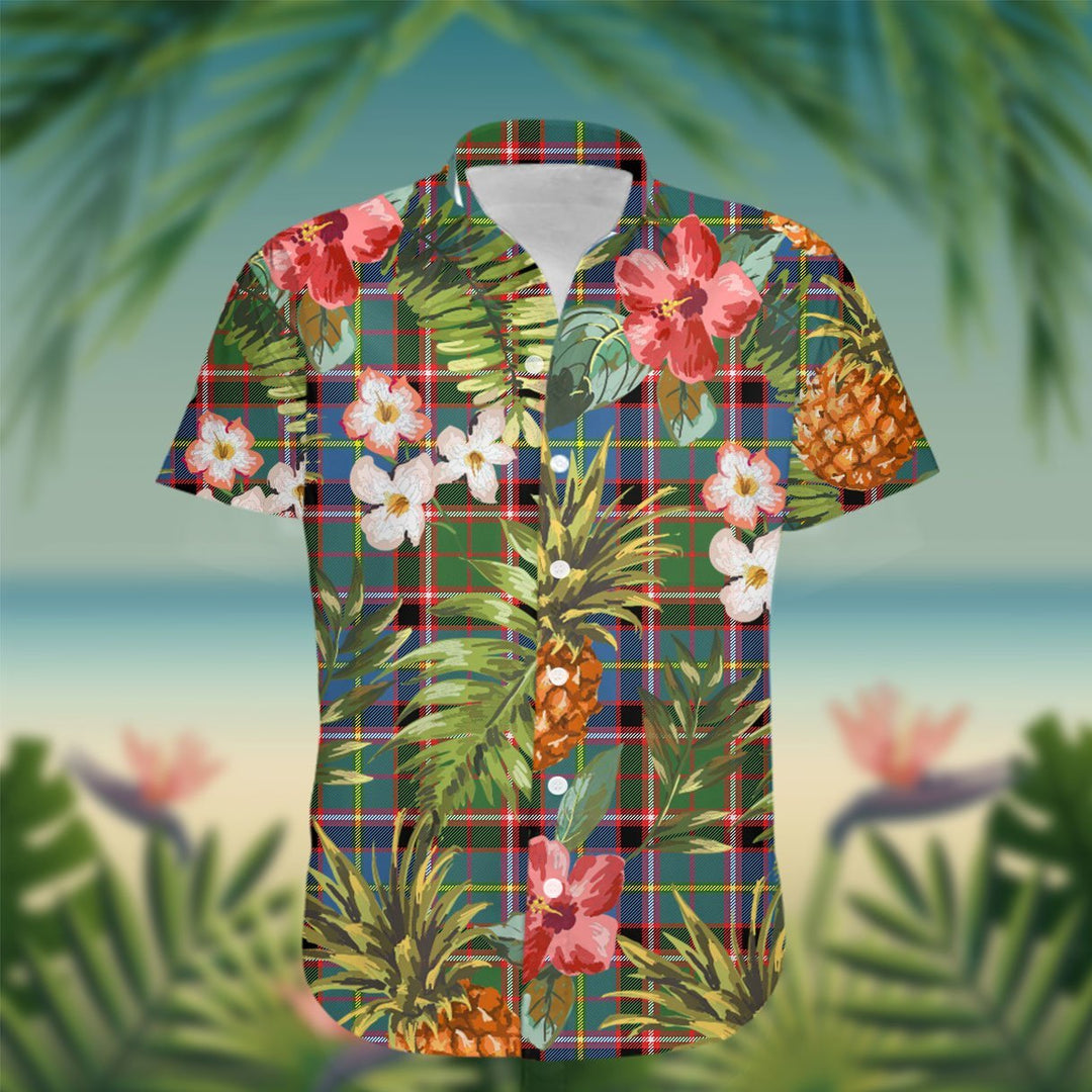 Glass Tartan Hawaiian Shirt Hibiscus, Coconut, Parrot, Pineapple - Tropical Garden Shirt