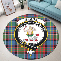 Glass Tartan Crest Round Rug