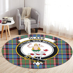 Glass Tartan Crest Round Rug