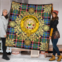 Glass Tartan Crest Premium Quilt - Gold Thistle Style