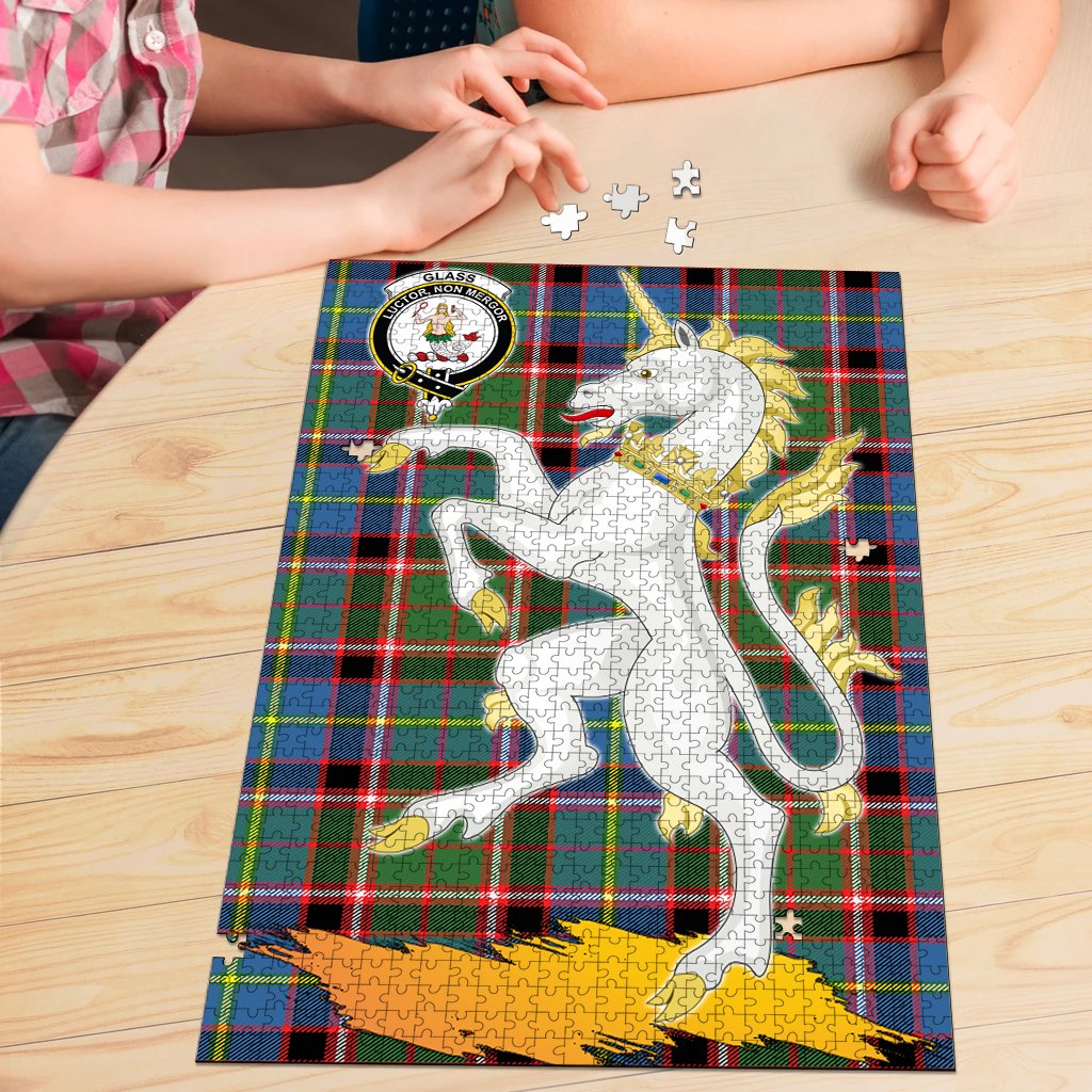 Glass Tartan Crest Unicorn Scotland Jigsaw Puzzles