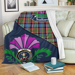 Glass Tartan Crest Premium Blanket - Thistle Style