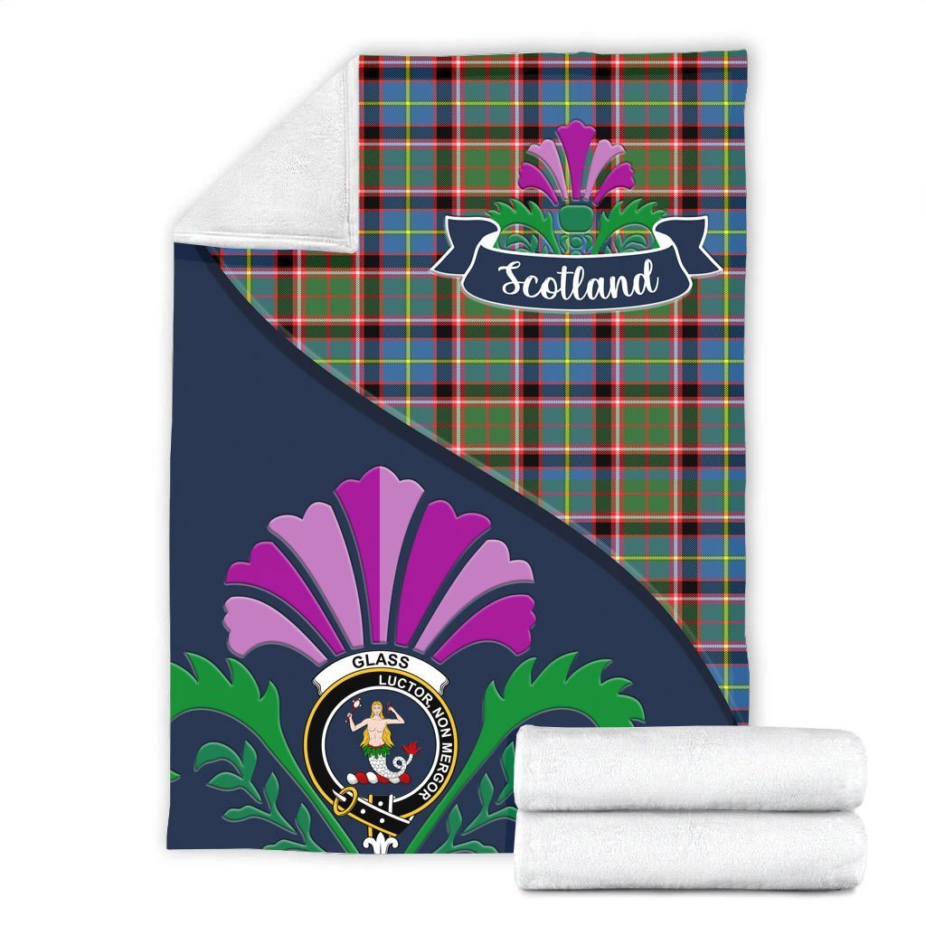 Glass Tartan Crest Premium Blanket - Thistle Style