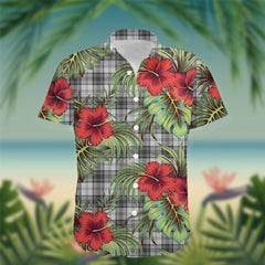 Glen Tartan Hawaiian Shirt Hibiscus, Coconut, Parrot, Pineapple - Tropical Garden Shirt