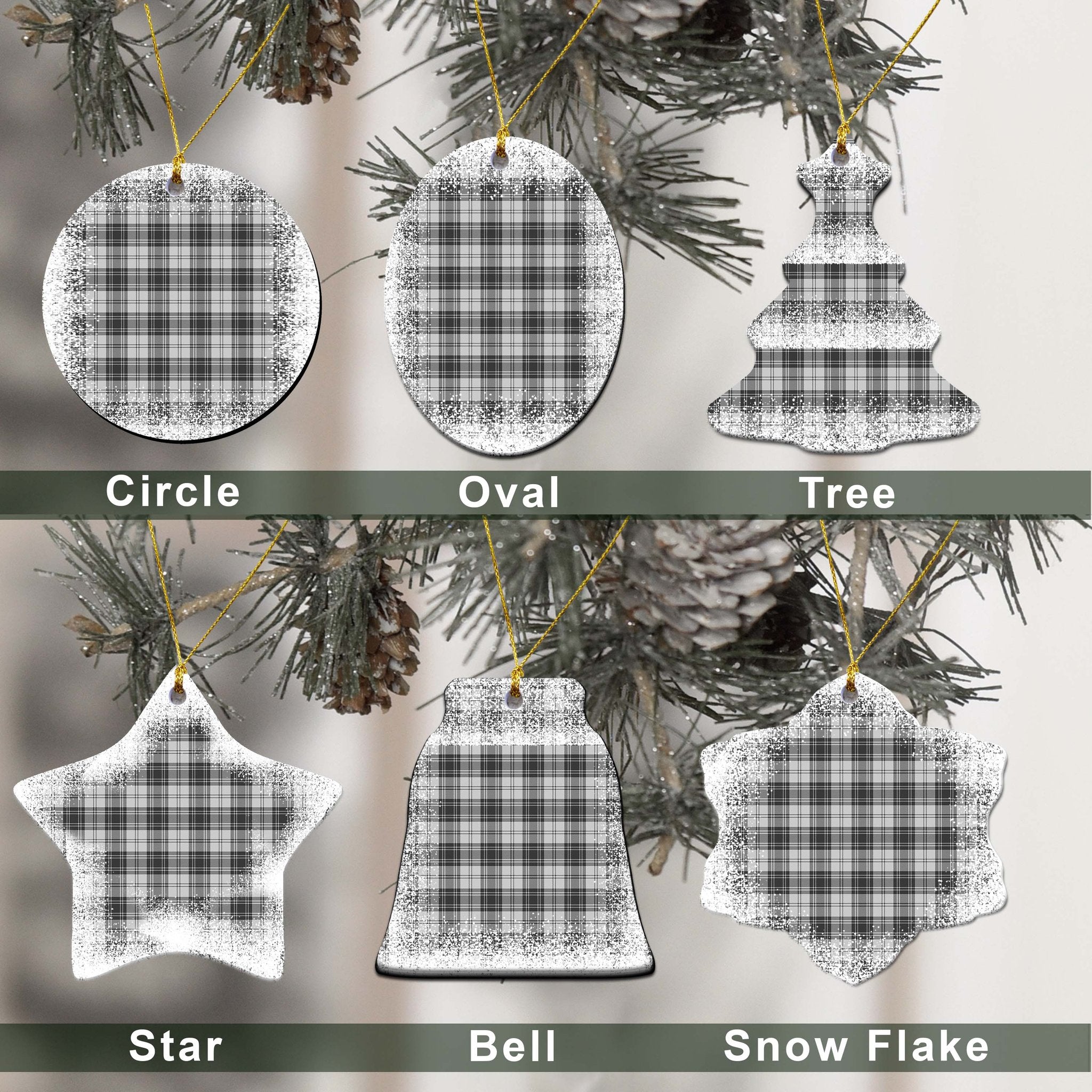 Glendinning Tartan Christmas Ceramic Ornament - Snow Style