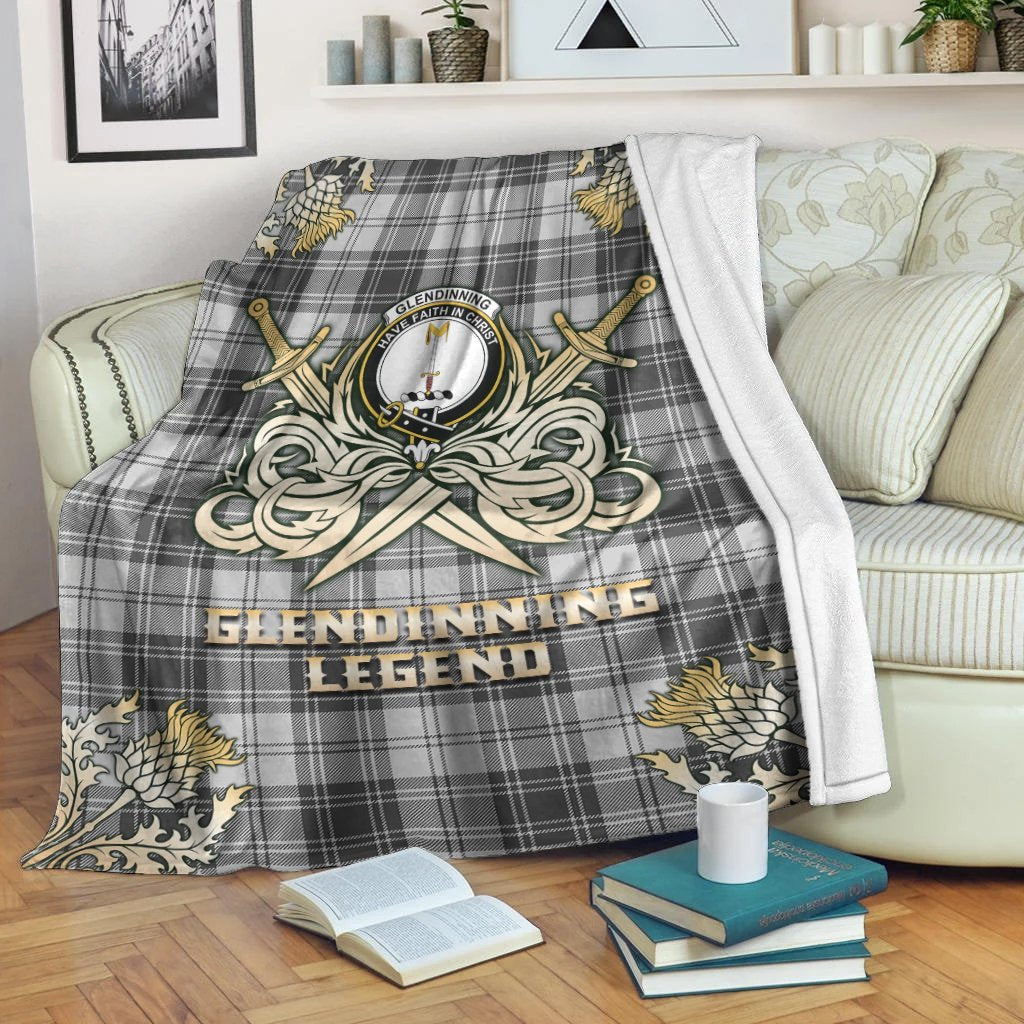 Glendinning Tartan Gold Courage Symbol Blanket