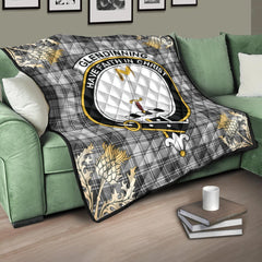 Glendinning Tartan Crest Premium Quilt - Gold Thistle Style