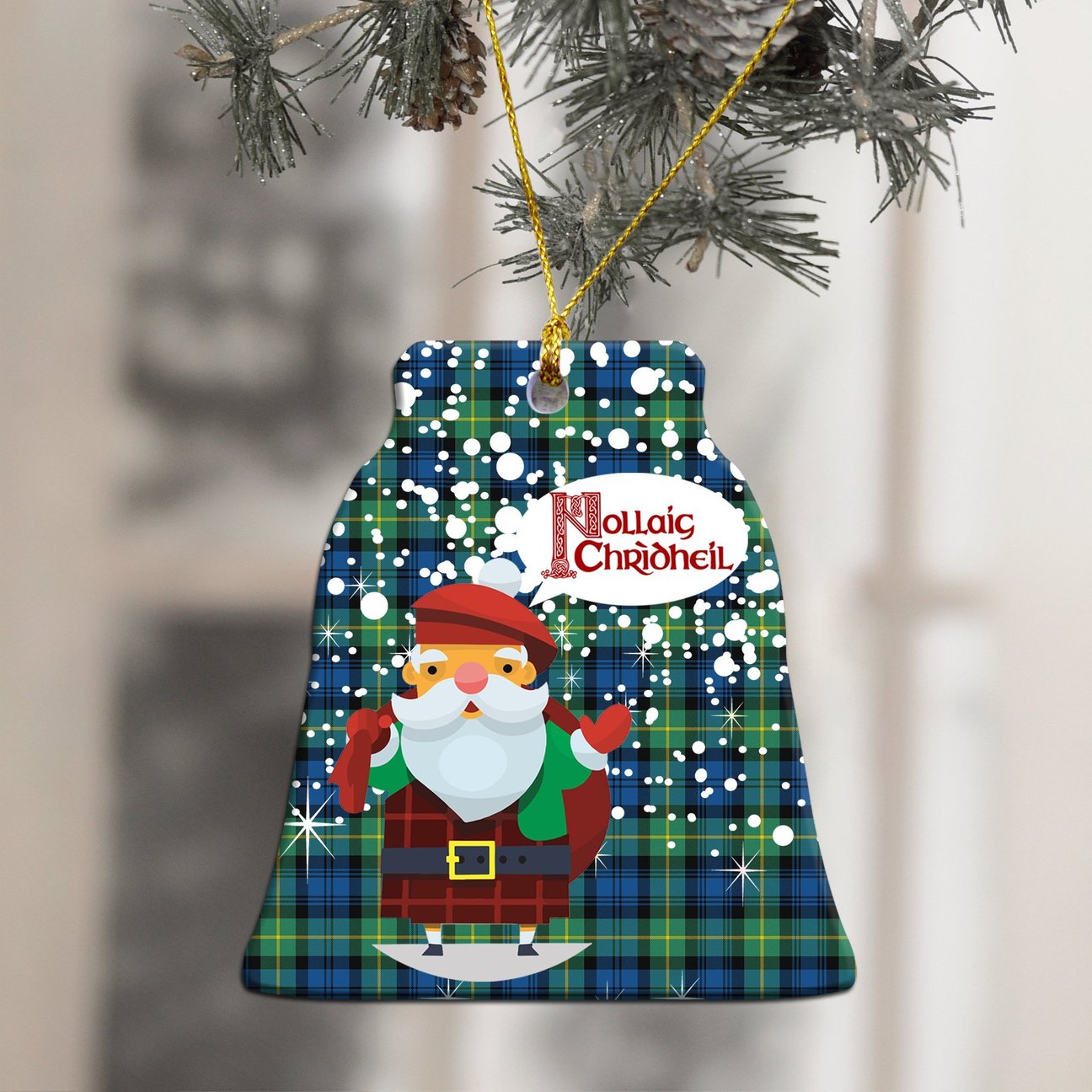 Gordon Ancient Tartan Christmas Ceramic Ornament - Santa Stylec